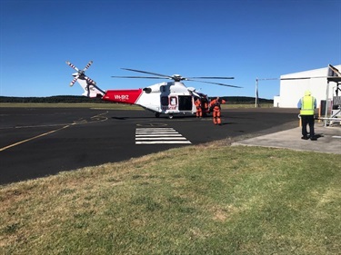 Air-Sea Chopper crew embarking after refuelling-Rob Clarke ARO assisting