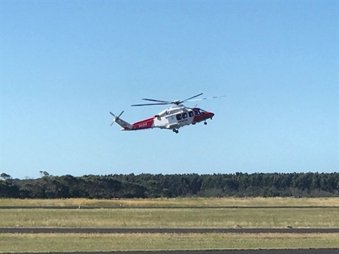 Air-Sea-Rescue chopper departing after refuelling