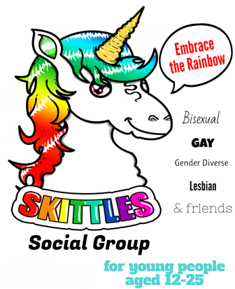 skittles logo which is a unicorn multi colours