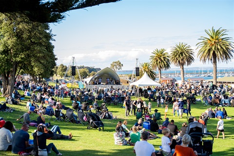 A crowd of people at a festival