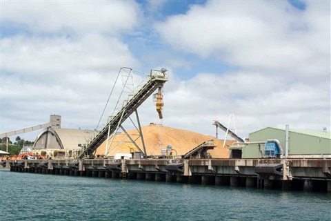 Port of Portland showing the log chip pile