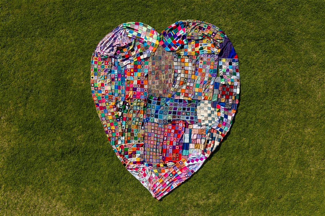 Hooked on Christmas combined quilt drone image