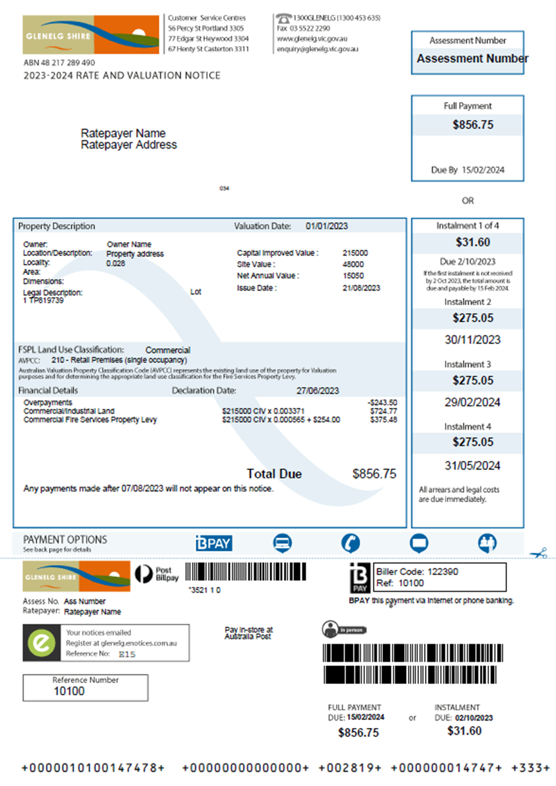 Your Rates Notice explained Glenelg Shire Council